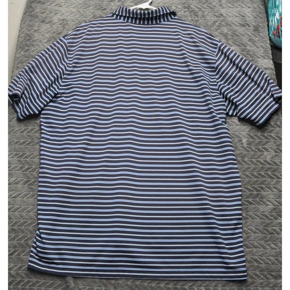Peter Millar Polo Shirt XL Navy‎ Blue Striped Excellent Summer Comfort (1791)